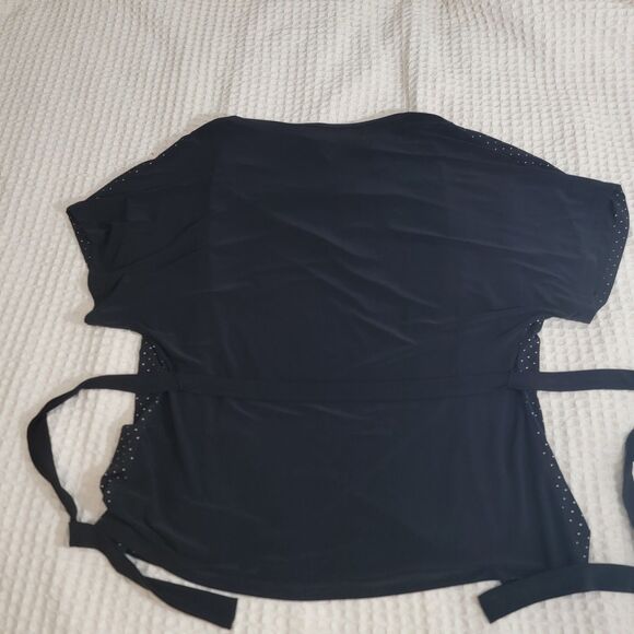 Joseph Ribkoff Belted Tunic Blouse Batwing Short Sleeve Black Plus Size 18 - Picture 3 of 16